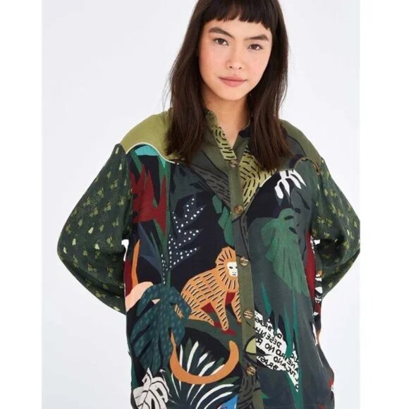 Farm Rio Animal Shirt - Military Forest - Picture 1 of 8